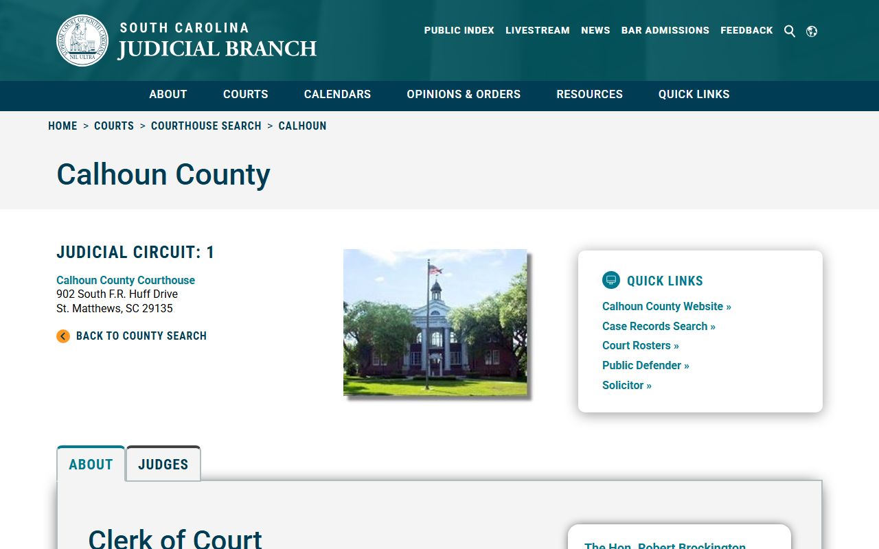 Calhoun County Clerk of Court page for traffic court records