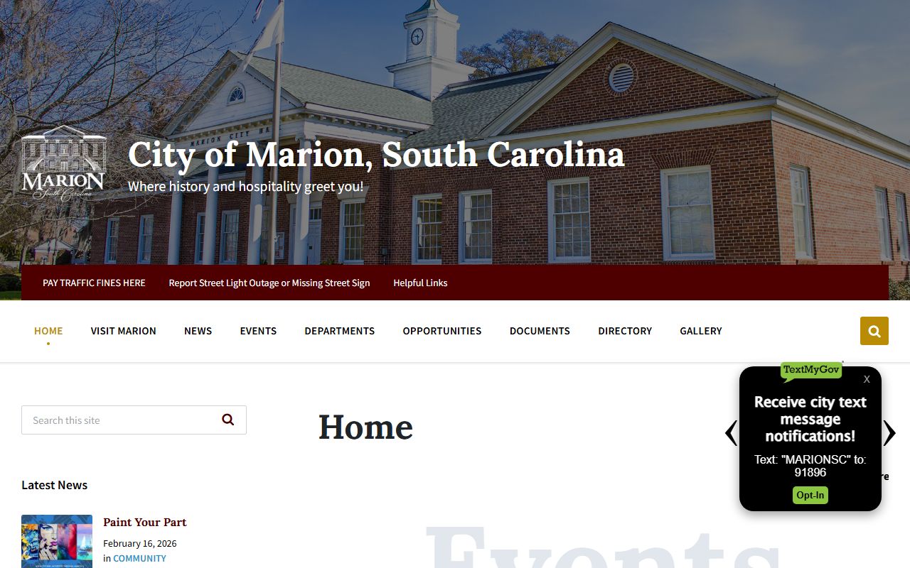 Marion County Magistrate Court page for traffic court records and citation lookup