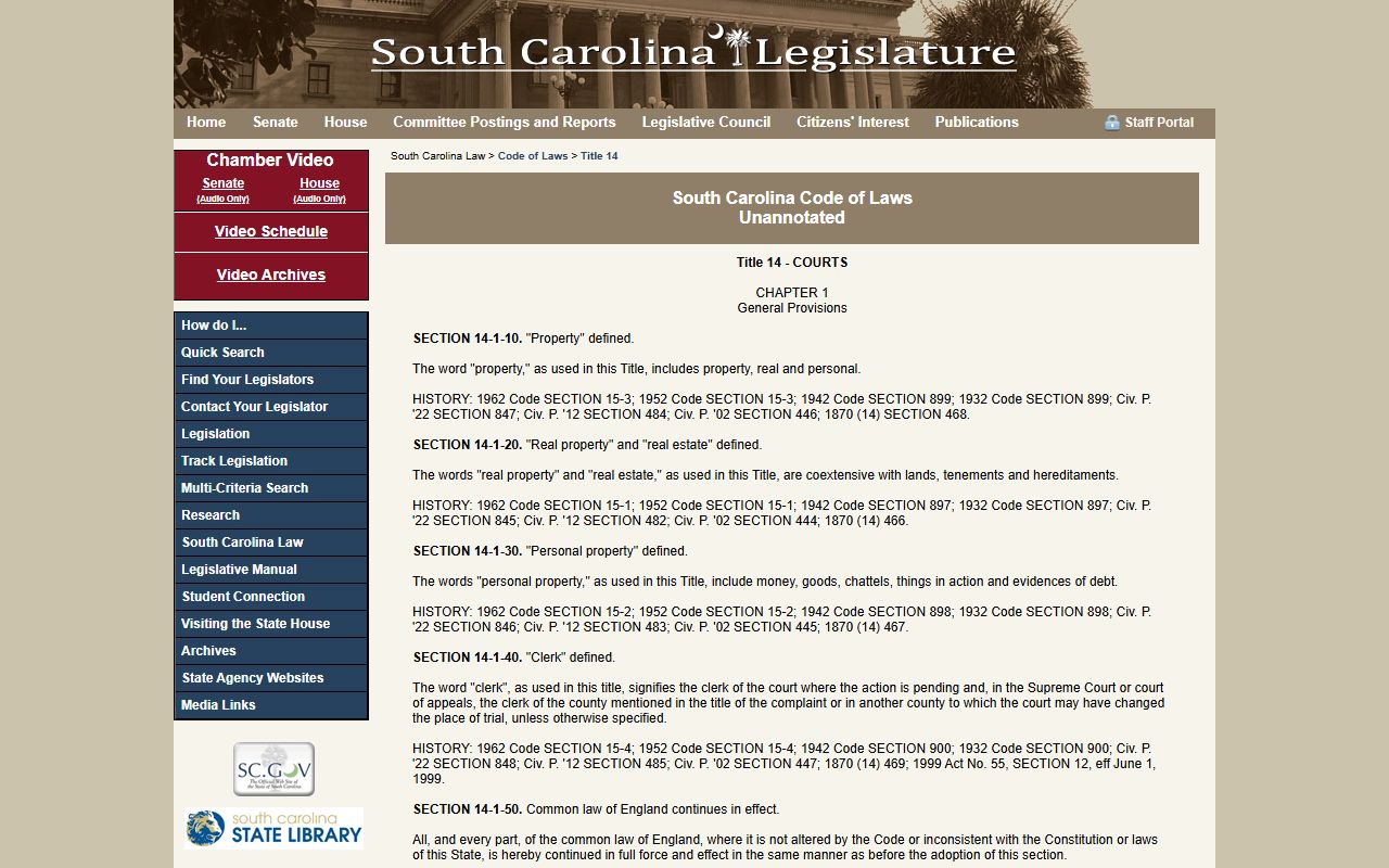 South Carolina Code Title 14 court cost assessments applied to traffic court records and fines