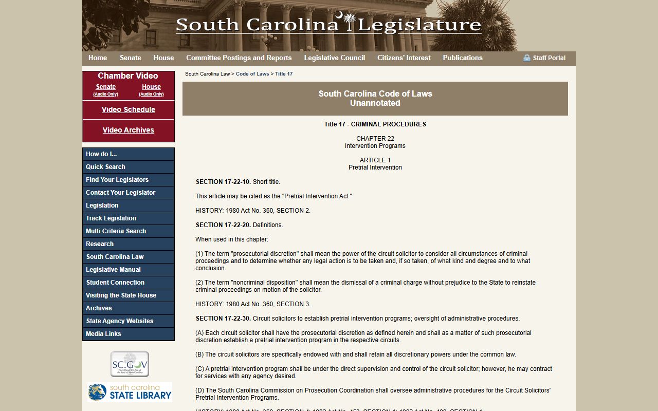 South Carolina Code Title 17 bail and intervention programs affecting traffic court records