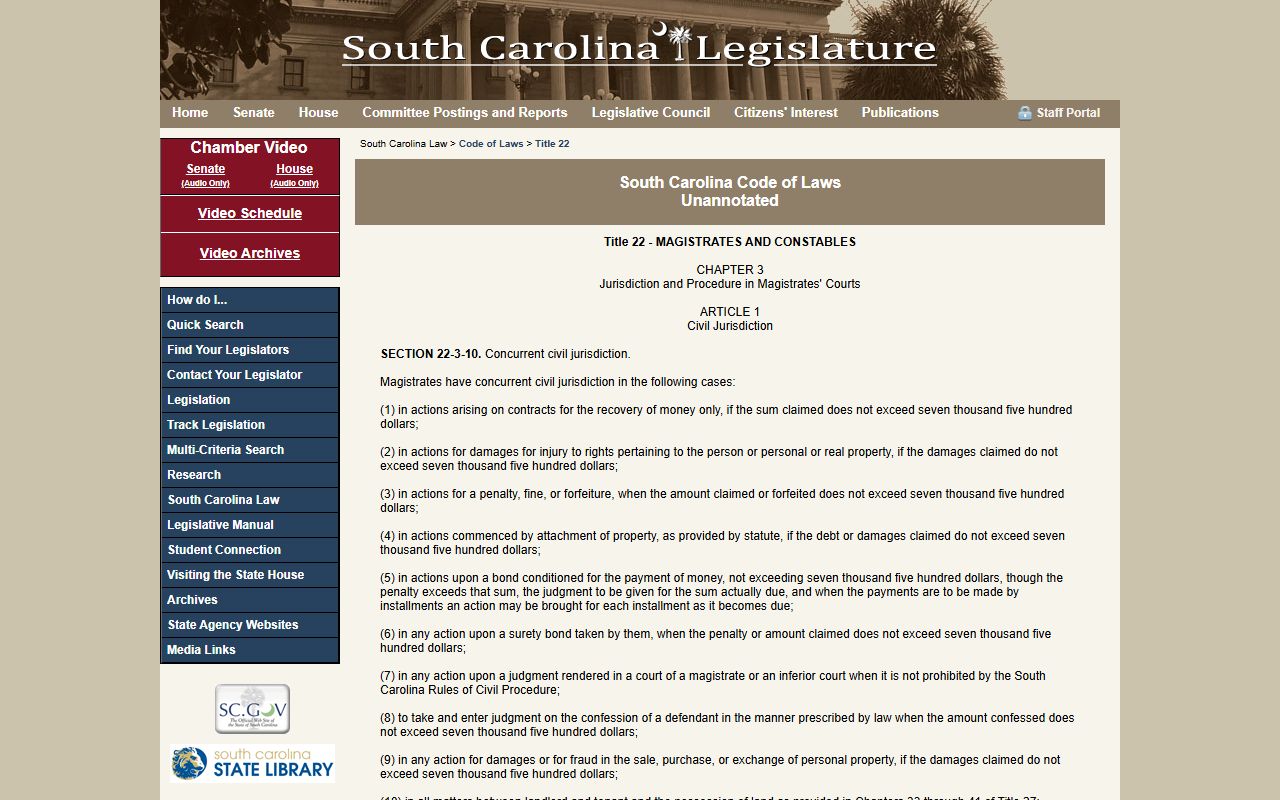 South Carolina Code Title 56 Chapter 7 uniform traffic ticket system for traffic court records